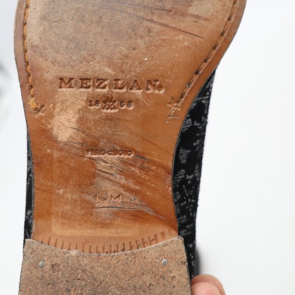 Mezlan  Black  Silver Shoes Men's US Size 10 Slip on Dress Shoes Floral Spain - Picture 10 of 10